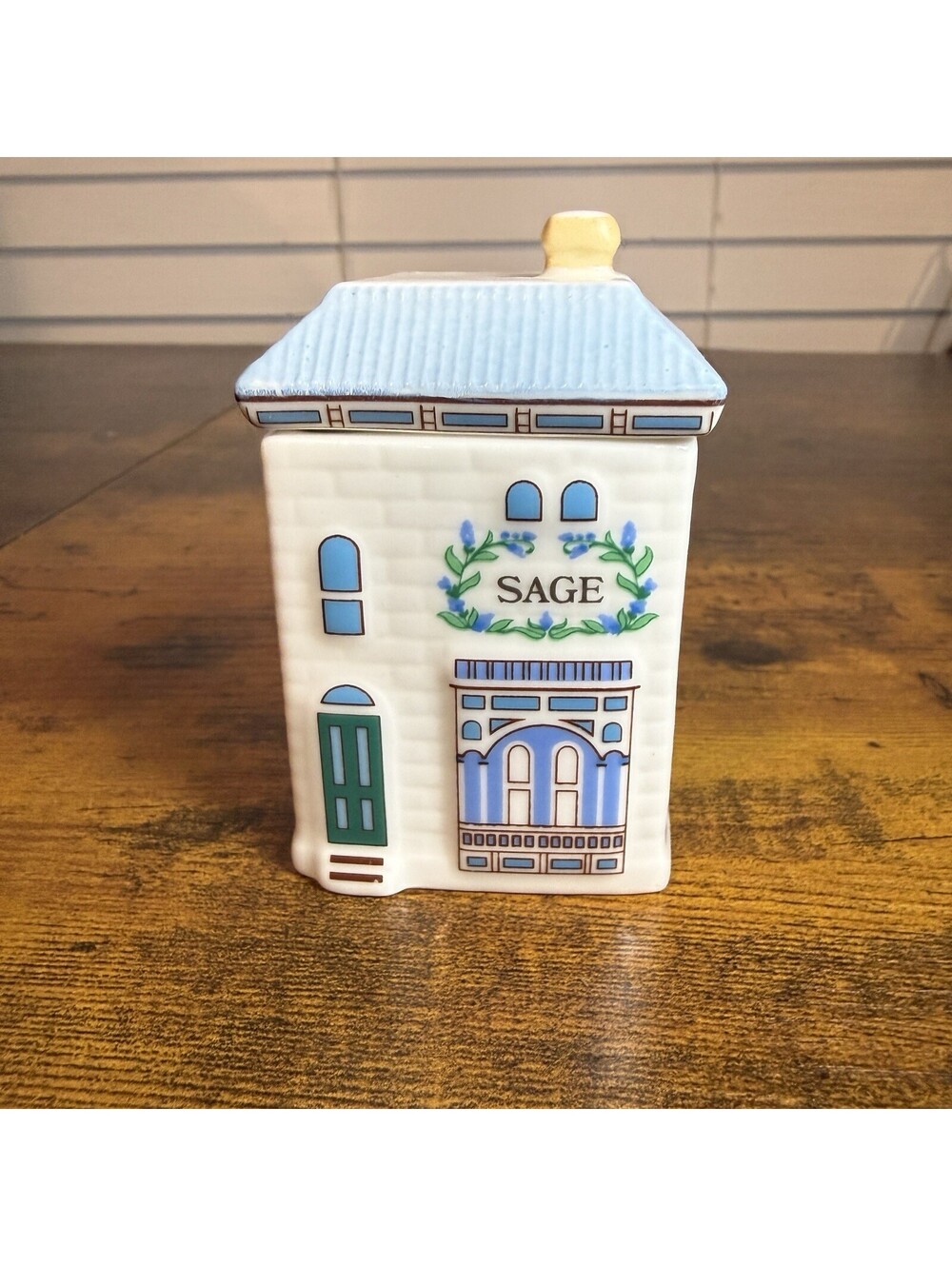 Lenox Spice Village Sage House Spice Jar Ceramic Freestanding w/Lid